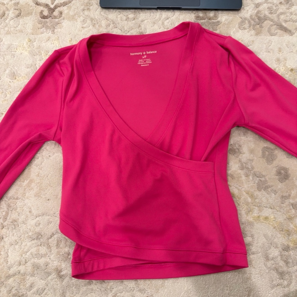 Harmony & Balance Fuchsia V-Neck Blouse